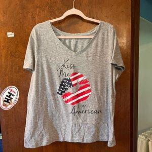 Lane Bryant Kiss Me I'm American Tee - Size 18/20